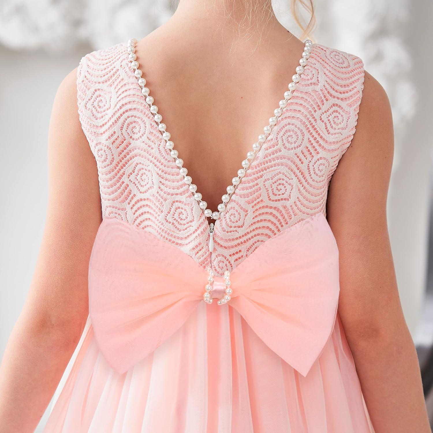 imageSunny Fashion Flower Girl Dress Champagne Sequin HiLow Wedding BridesmaidPink