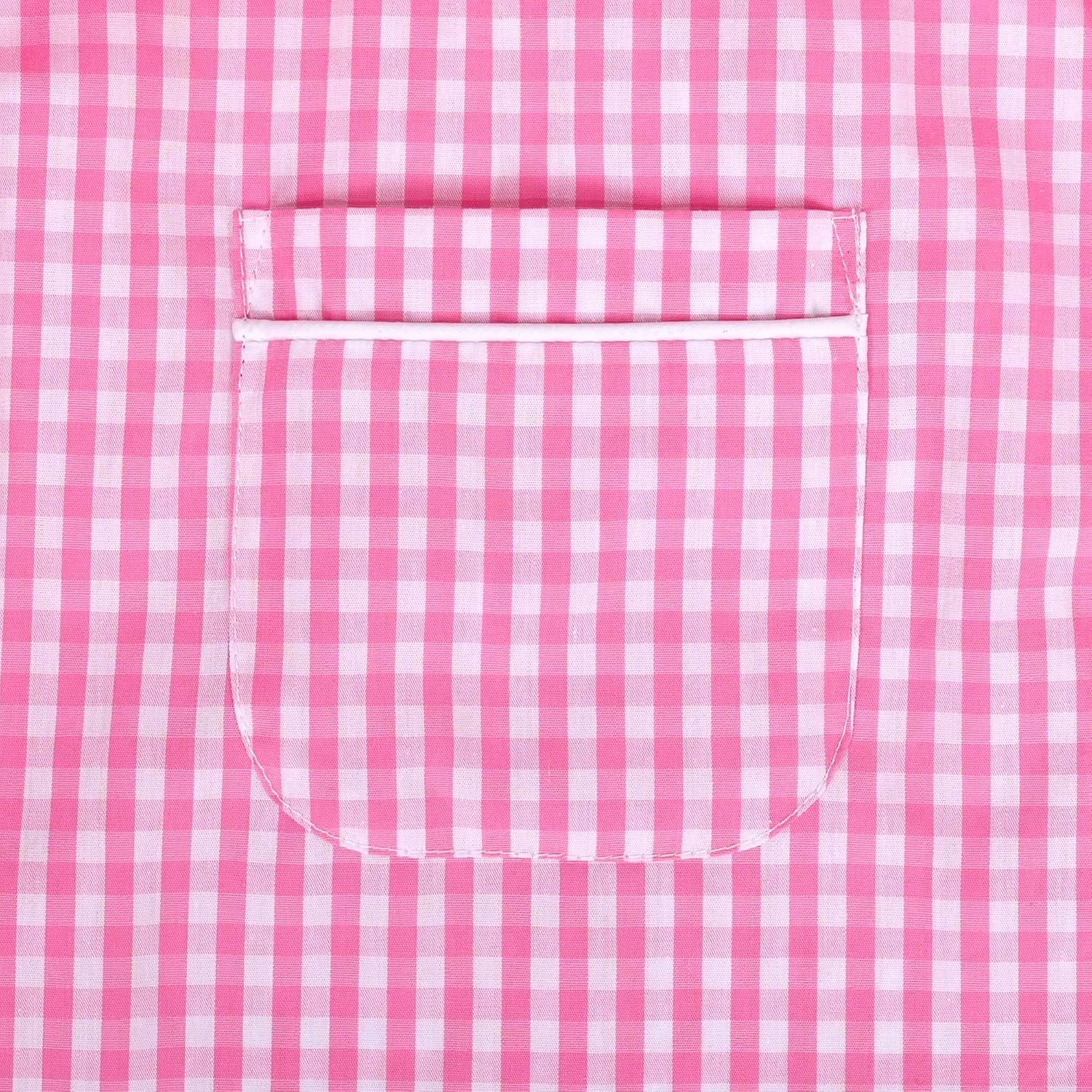 imageSunny Fashion Girls Dress Beige Short Sleeve Collar Button Front School UniformPink White