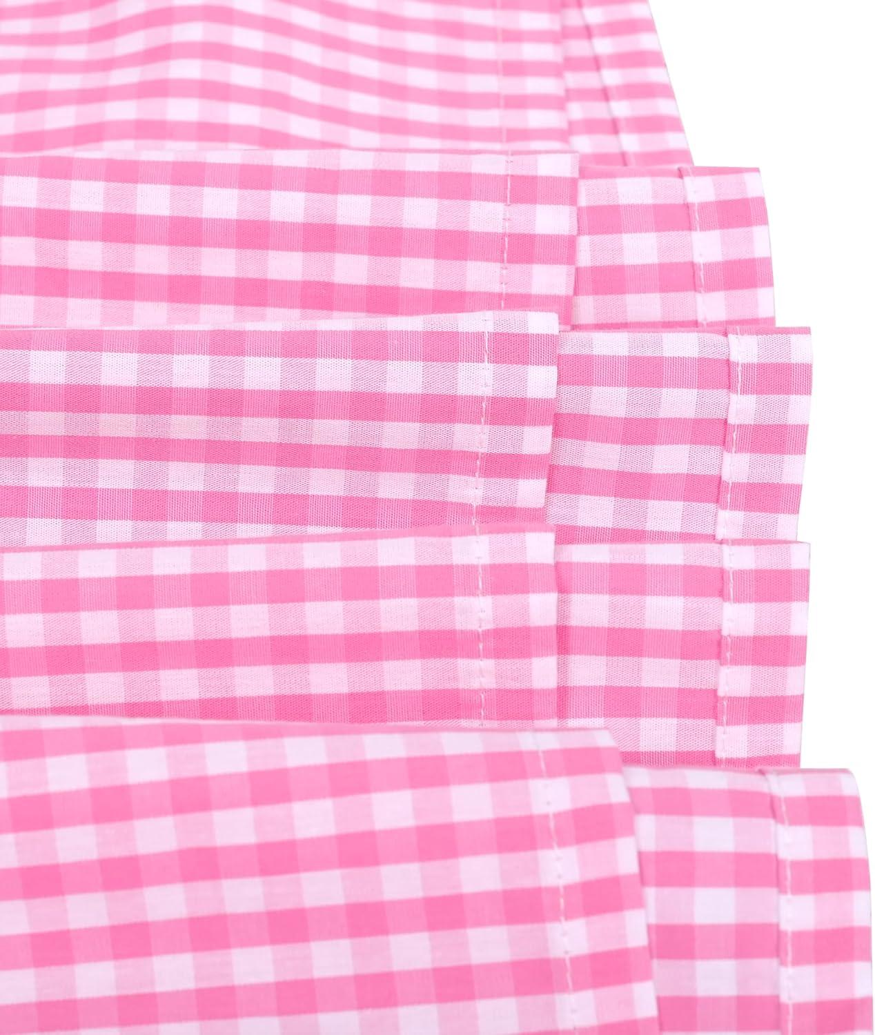 imageSunny Fashion Girls Dress Beige Short Sleeve Collar Button Front School UniformPink White