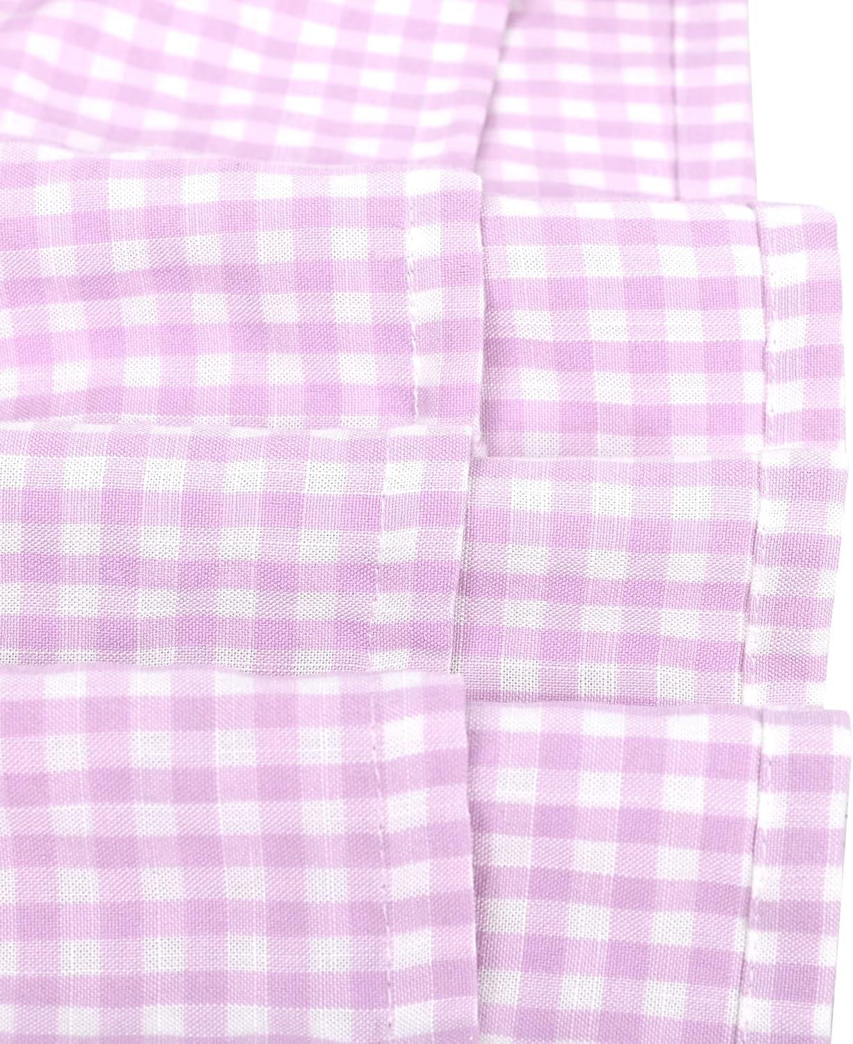 imageSunny Fashion Girls Dress Beige Short Sleeve Collar Button Front School UniformPurple Gingham