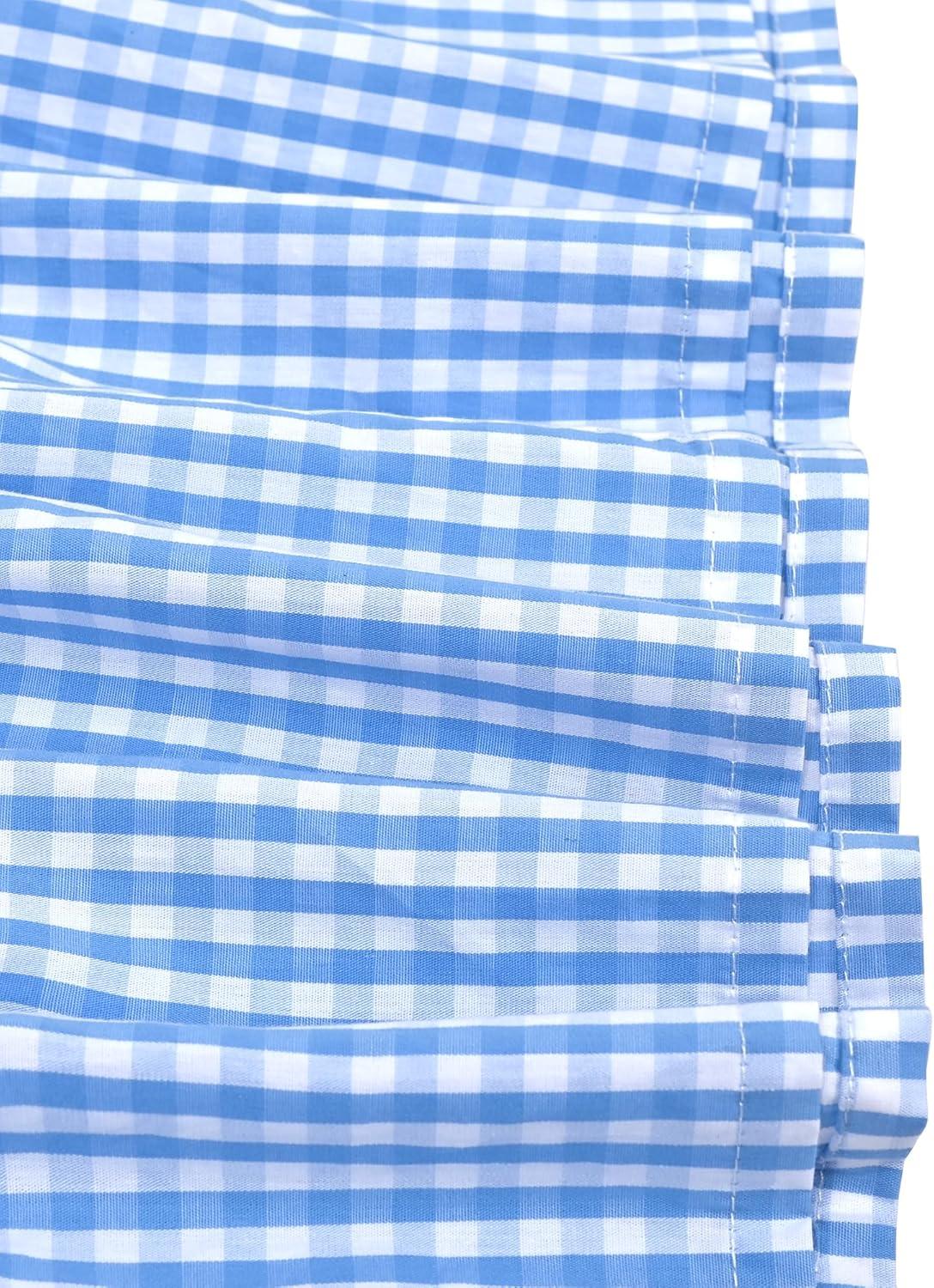 imageSunny Fashion Girls Dress Beige Short Sleeve Collar Button Front School UniformSky Blue Plaid