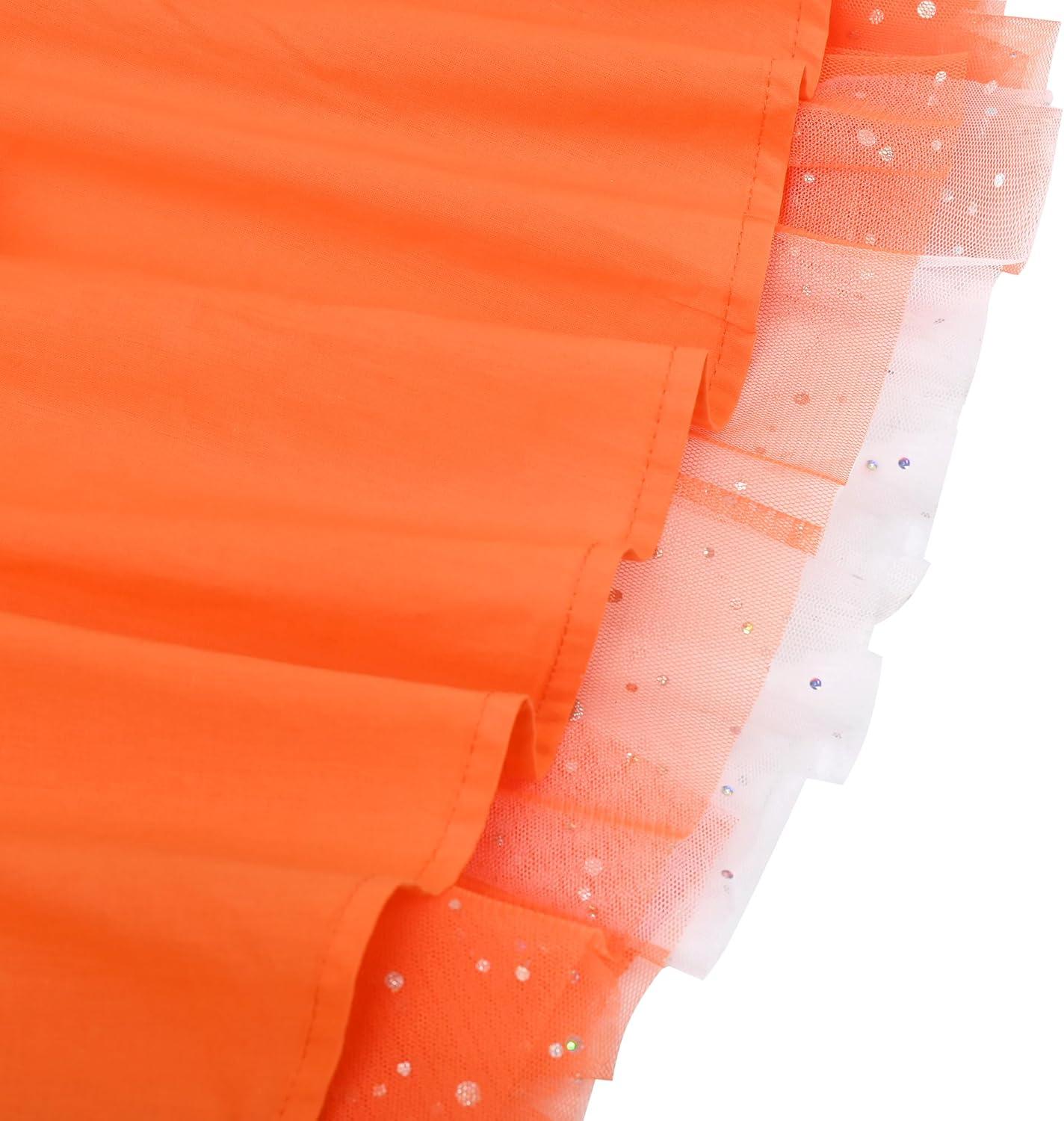 imageSunny Fashion Girls Dress Cat Face Black Tower Ruffle Dancing Party Size 410Orange