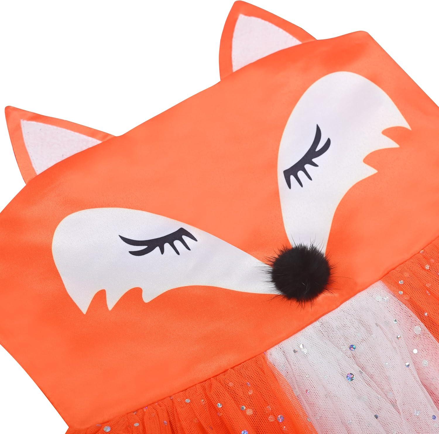 imageSunny Fashion Girls Dress Cat Face Black Tower Ruffle Dancing Party Size 410Orange