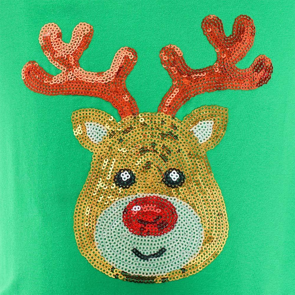 imageSunny Fashion Girls Dress Christmas Santa Hat Long Sleeve Party Dress Size 612Green Reindeer