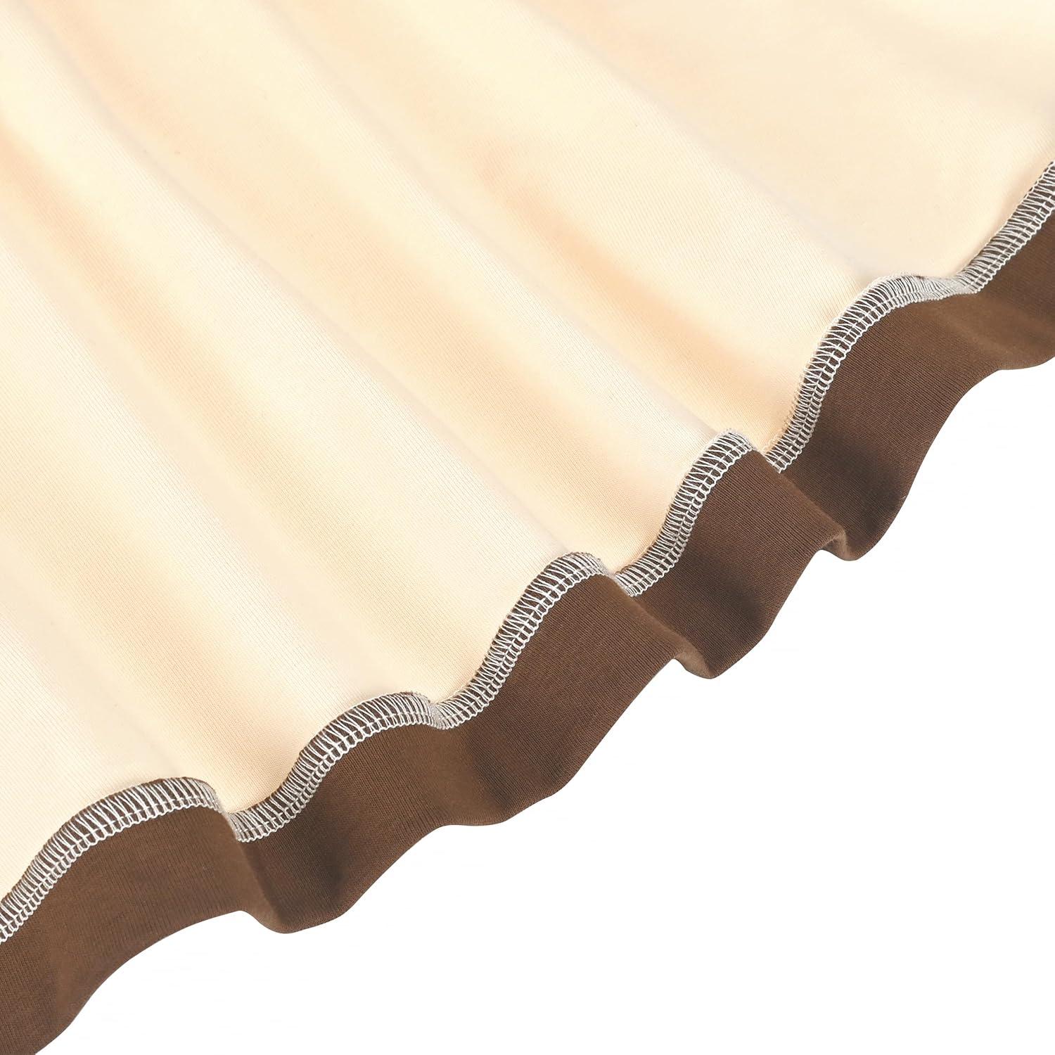 imageSunny Fashion Girls Dress Colorful Striped Knitted Cotton Stretch SchoolBeige Cup Cake