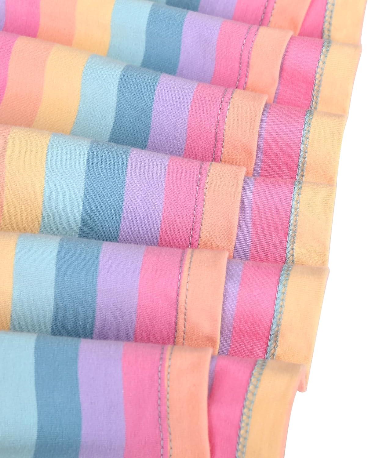 imageSunny Fashion Girls Dress Colorful Striped Knitted Cotton Stretch SchoolBlue Rainbow