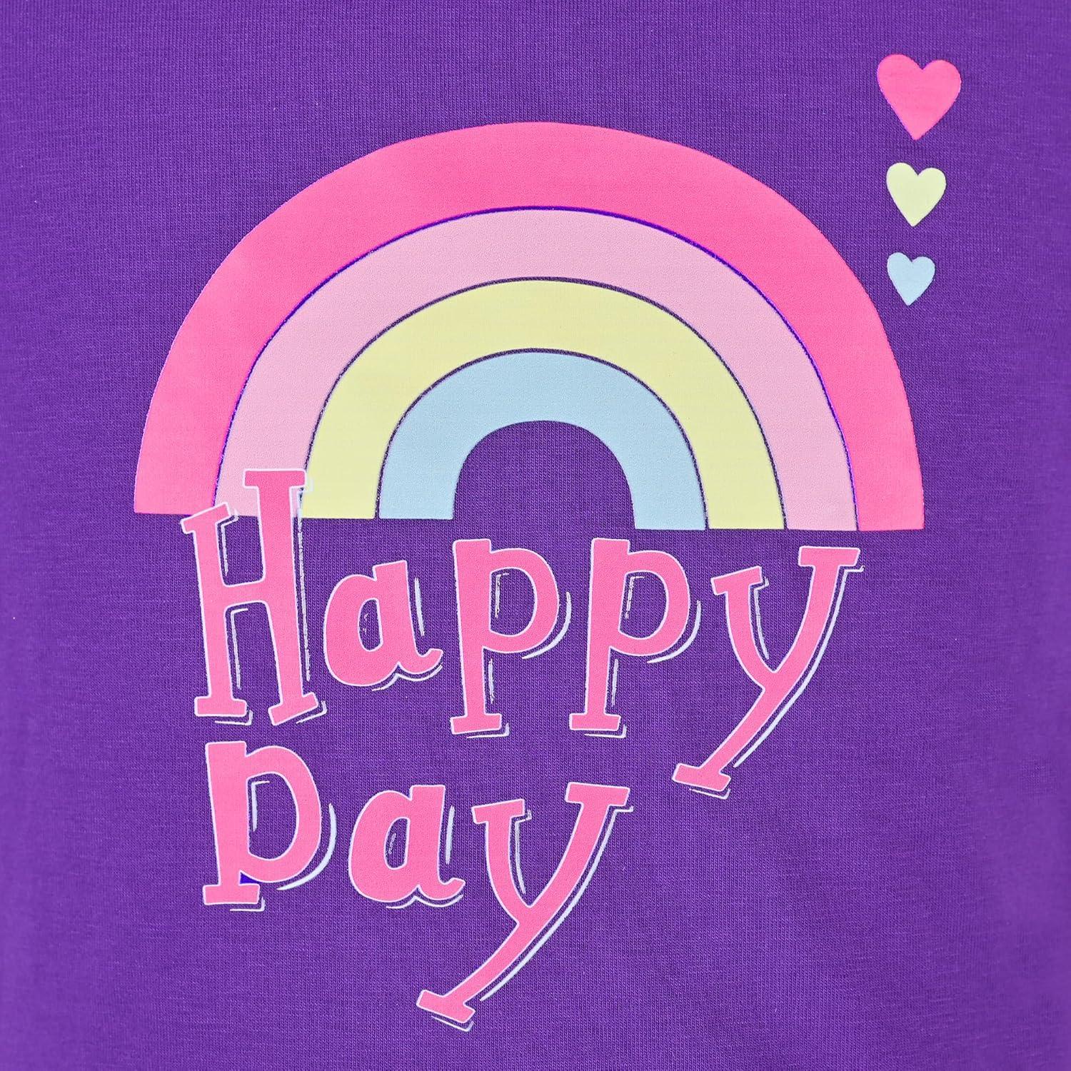 imageSunny Fashion Girls Dress Colorful Striped Knitted Cotton Stretch SchoolPurple Rainbow