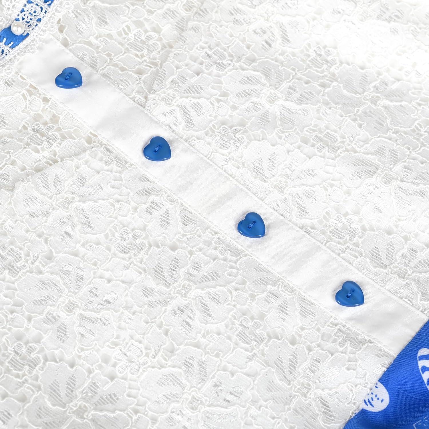 imageSunny Fashion Girls Dress Green Floral Lace St Patrick Clover Party Long SleeveBlue Heart