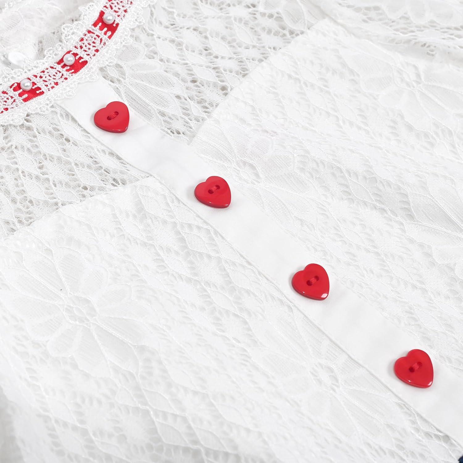 imageSunny Fashion Girls Dress Green Floral Lace St Patrick Clover Party Long SleeveBlue Red Heart