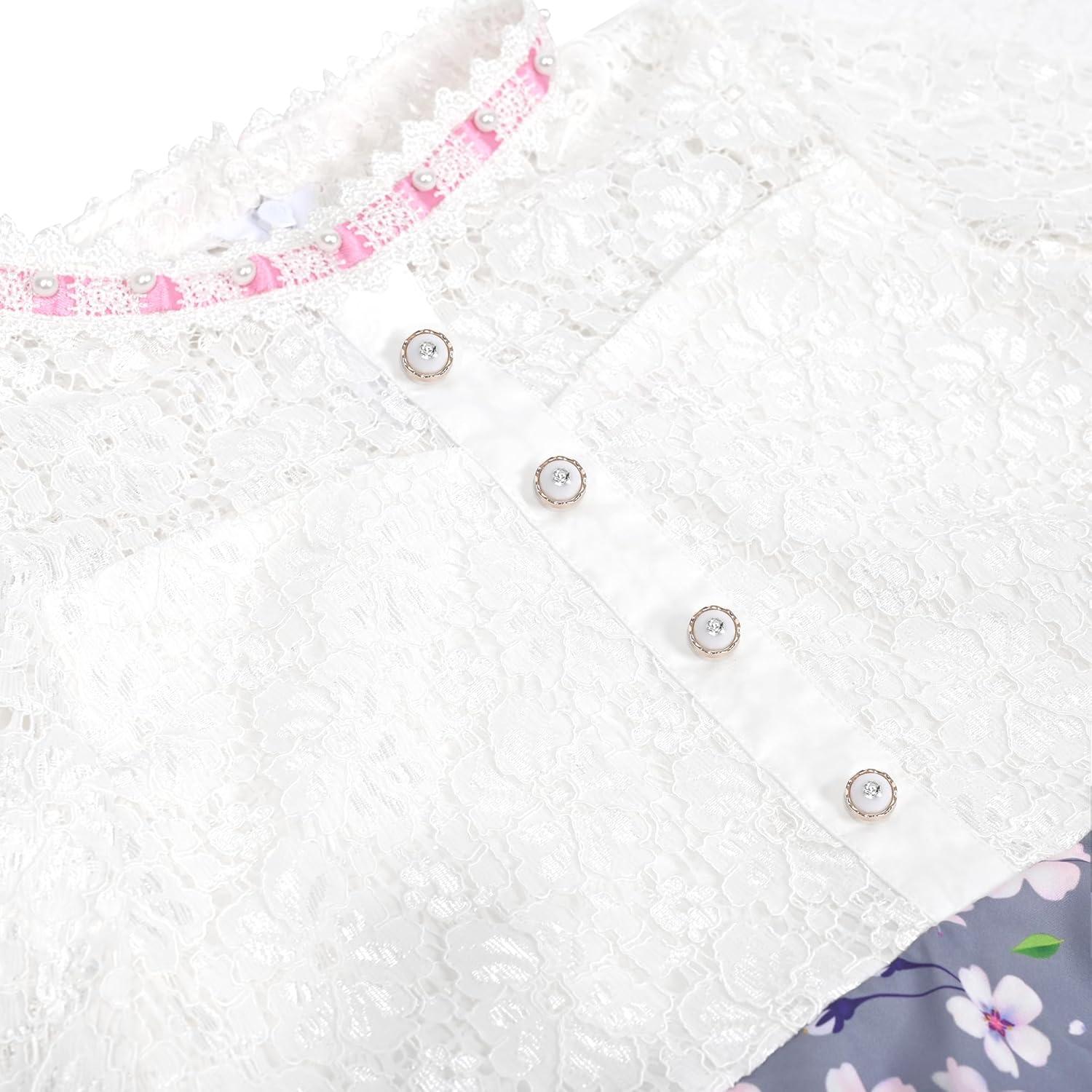 imageSunny Fashion Girls Dress Green Floral Lace St Patrick Clover Party Long SleeveGray