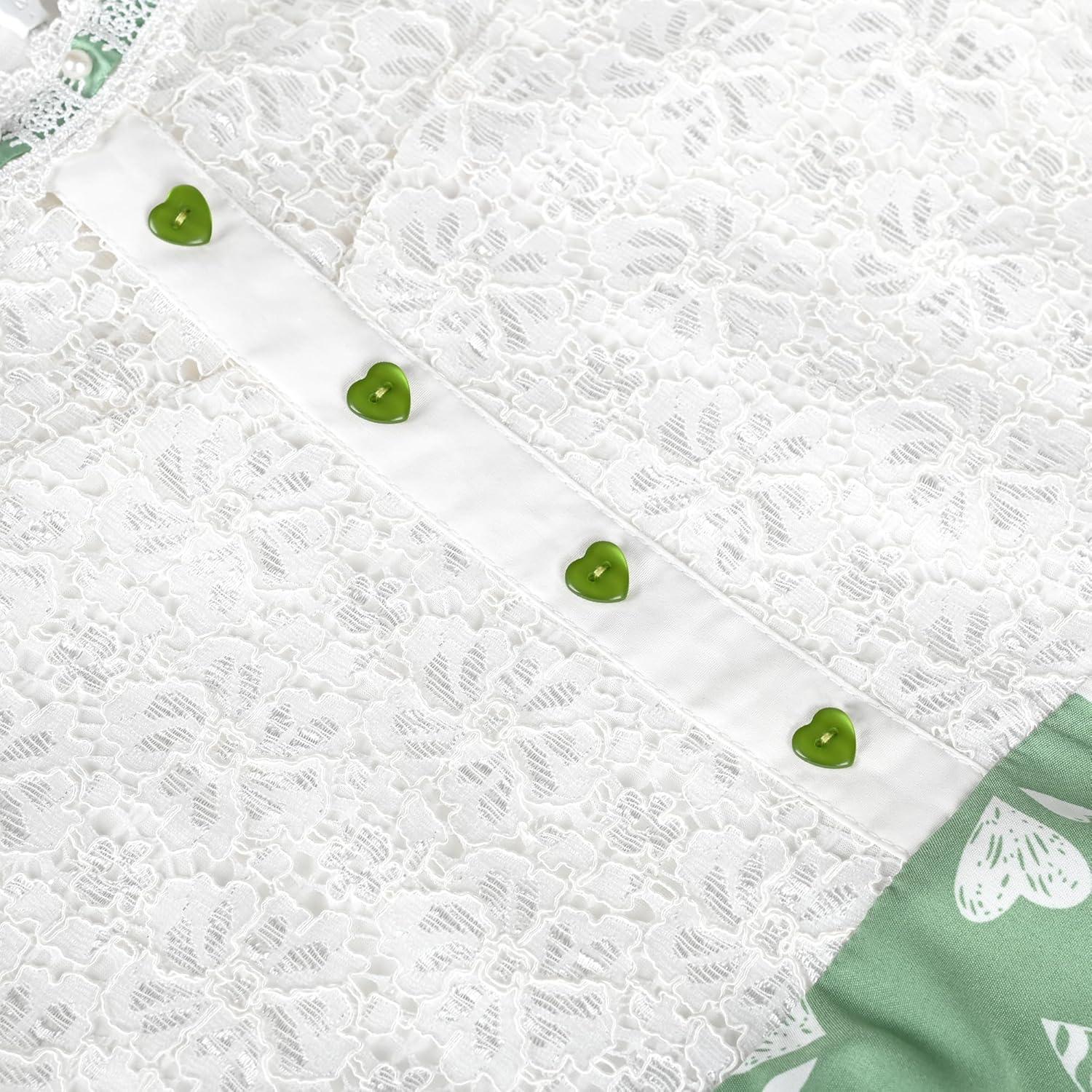 imageSunny Fashion Girls Dress Green Floral Lace St Patrick Clover Party Long SleevePale Green