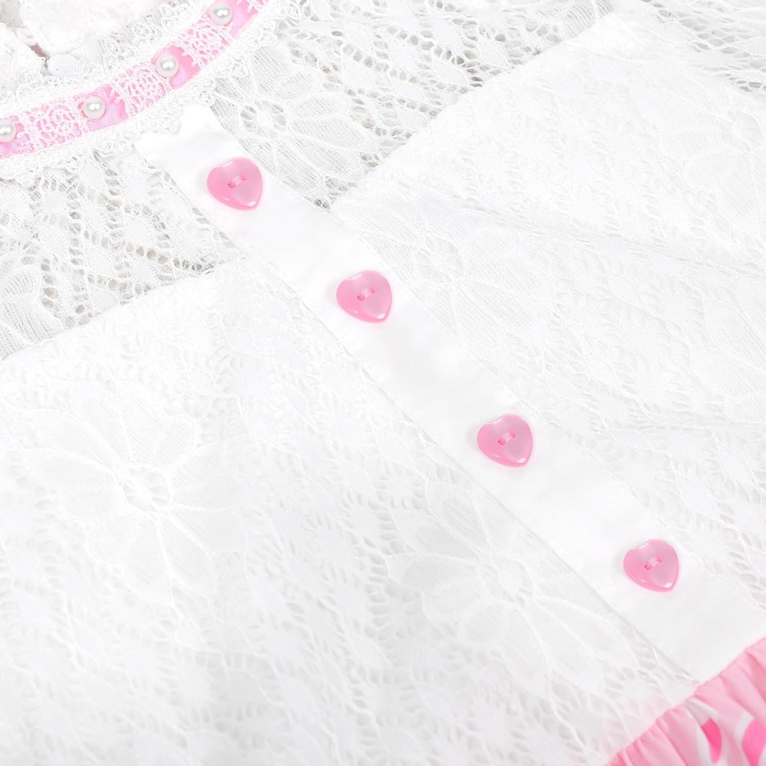 imageSunny Fashion Girls Dress Green Floral Lace St Patrick Clover Party Long SleevePink Heart