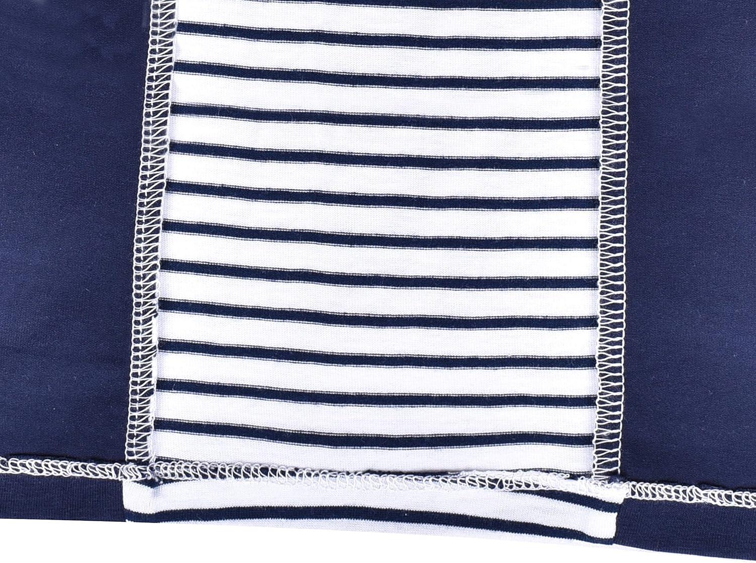 imageSunny Fashion Girls Dress Long Sleeve Butterfly Color Contrast Casual WearingNavy Blue Striped