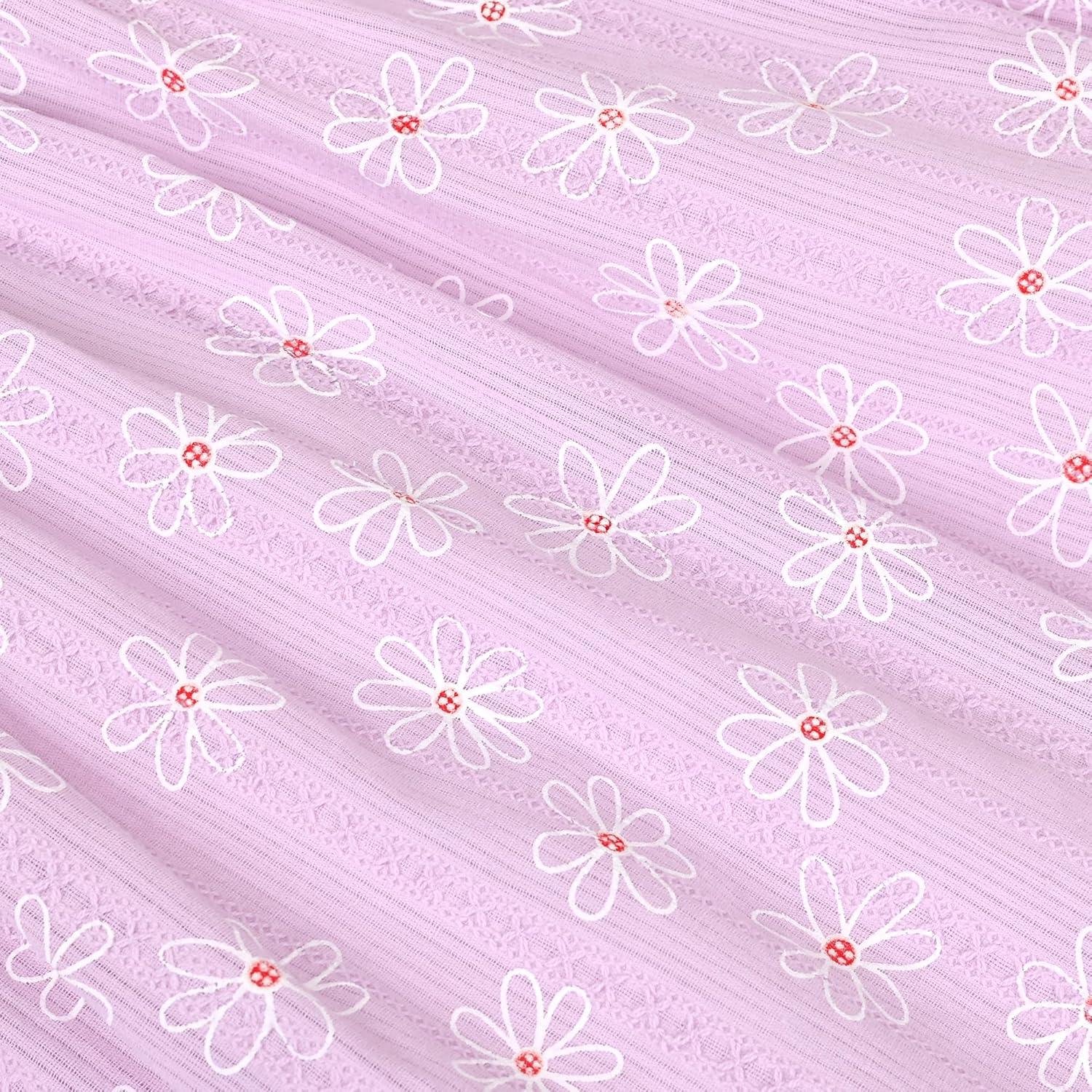 imageSunny Fashion Girls Dress Purple Flower Summer Casual Dress Lace Size 614Pink White Flower