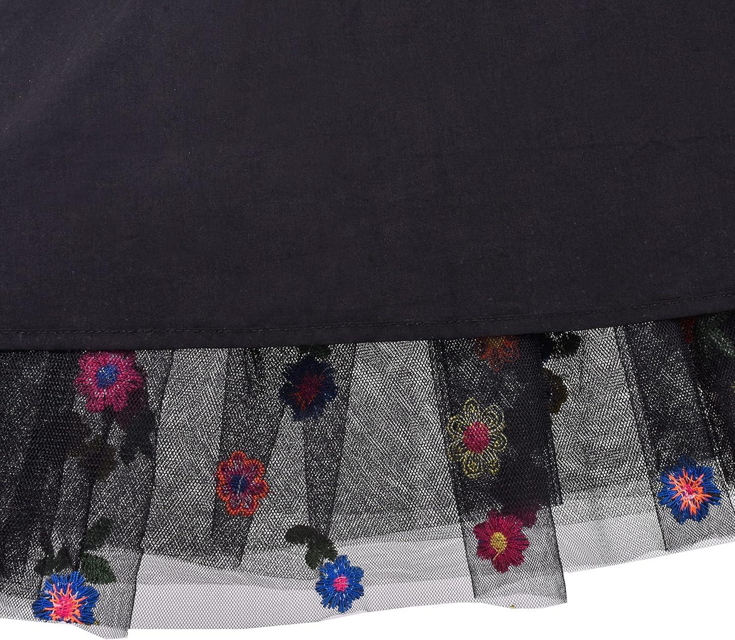 imageSunny Fashion Girls Dress Purple Short Sleeve Rainbow Tulle Skirt Birthday PartyBlack Flowers