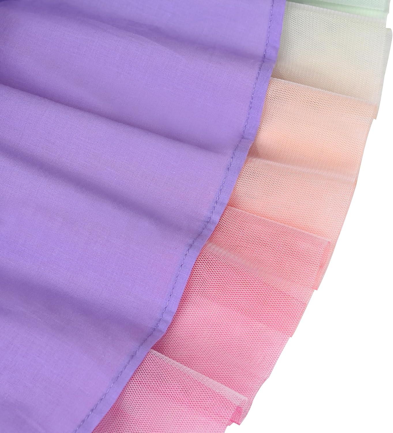 imageSunny Fashion Girls Dress Purple Short Sleeve Rainbow Tulle Skirt Birthday PartyRainbow Butterfly