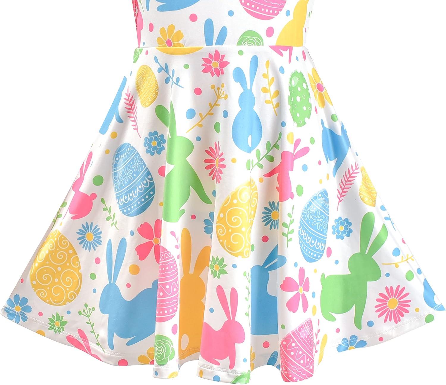 imageSunny Fashion Girls Dress Unicorn Rainbow Long Sleeve Casual Dress Size 38Colorful Bunny