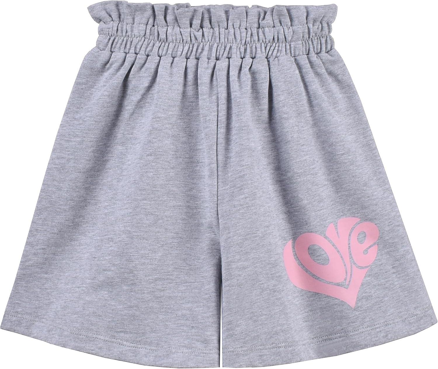 imageSunny Fashion Girls TShirt Top Short Pants Gym Active White Gray HeartGray