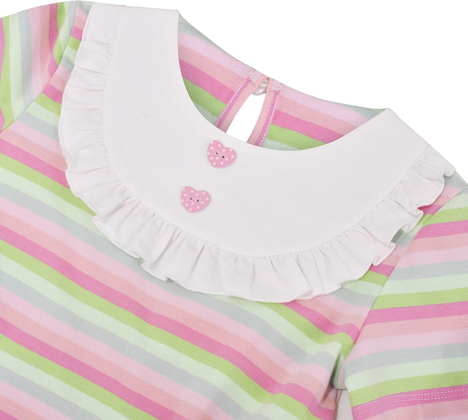 imageSunny Fashion Girls Tee 2pc Pack Rainbow Ruffle Stripe Casual Short Flutter SleeveRainbow