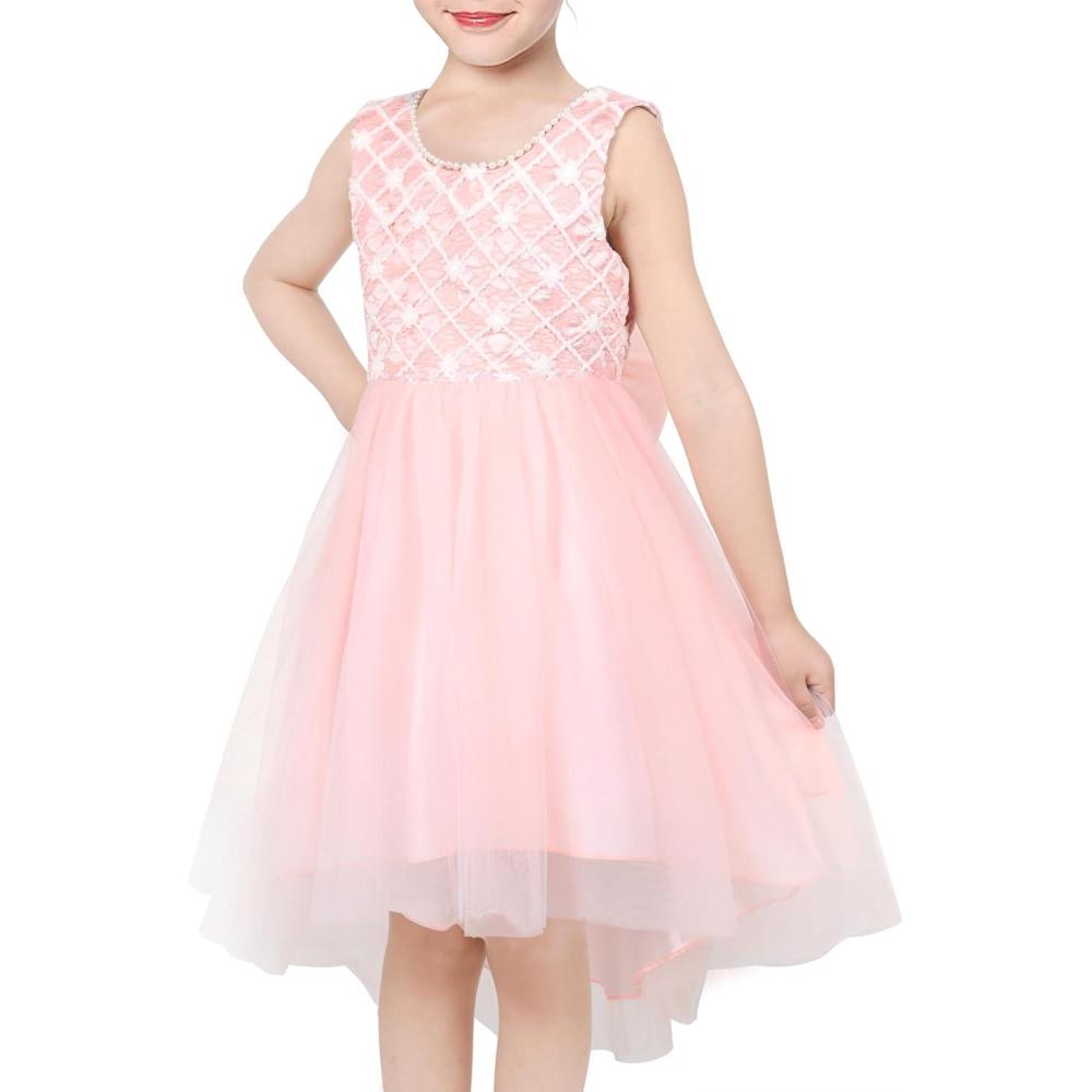 imageSunny Fashion Flower Girl Dress Champagne Sequin HiLow Wedding BridesmaidLight Pink