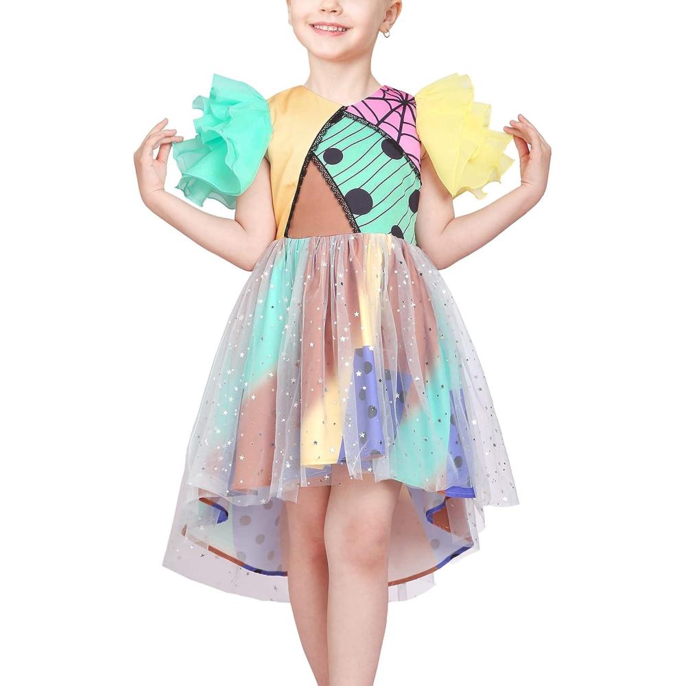 imageSunny Fashion Girl Dress Pink Tulle Sequin Unicorn Star Moon Party RuffleMulticolor