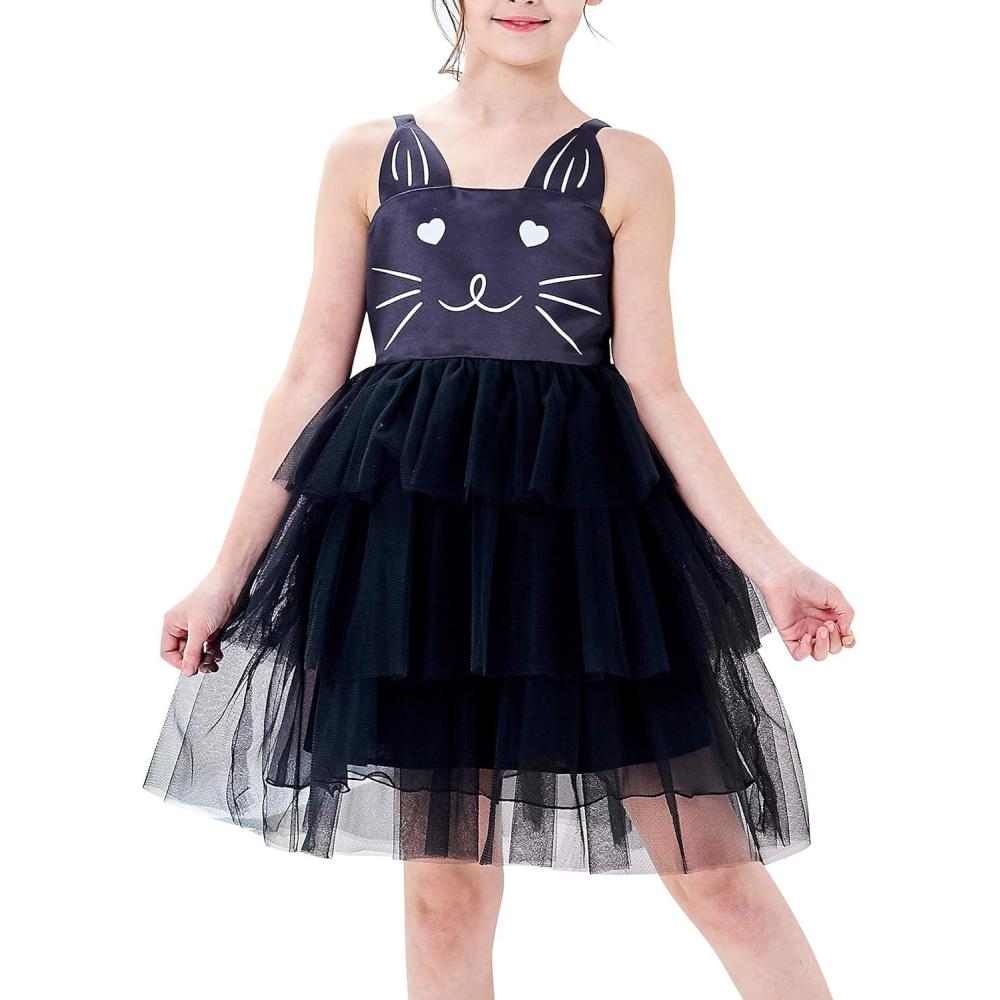 imageSunny Fashion Girls Dress Cat Face Black Tower Ruffle Dancing Party Size 410Black