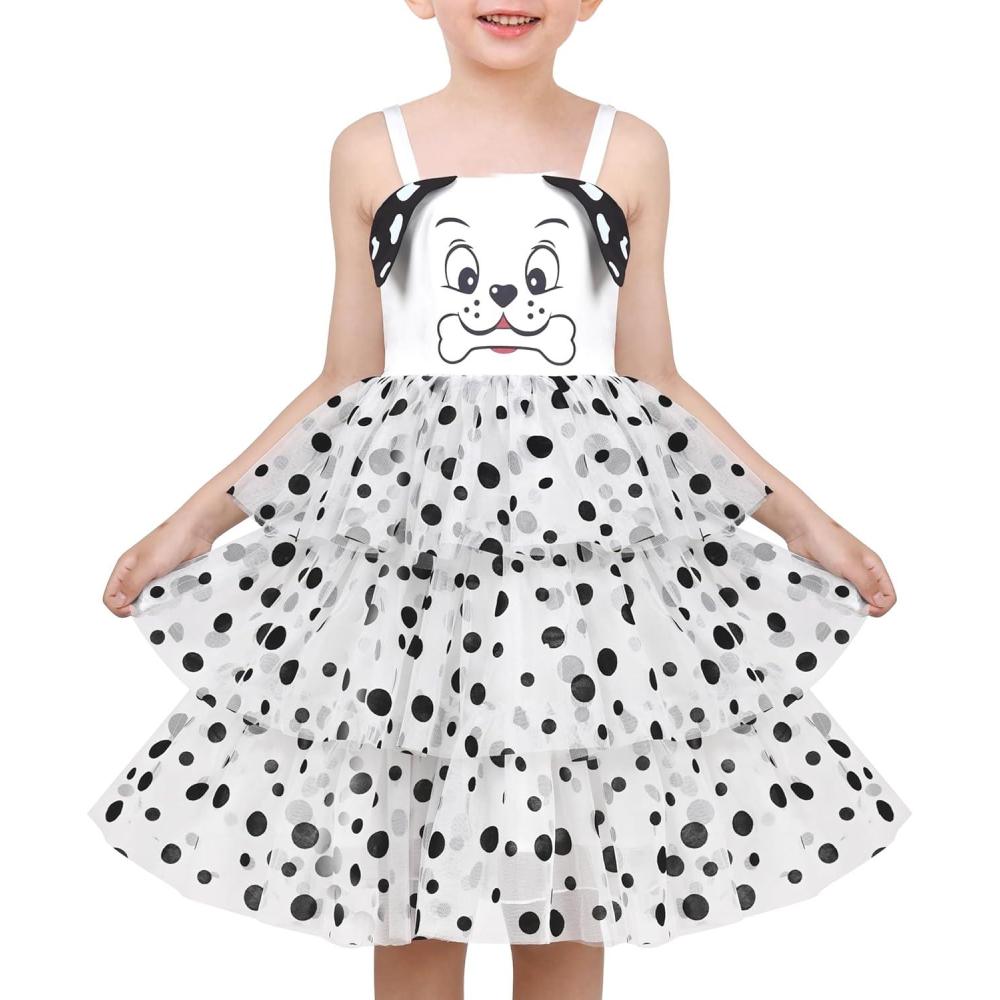 imageSunny Fashion Girls Dress Cat Face Black Tower Ruffle Dancing Party Size 410Black Dot