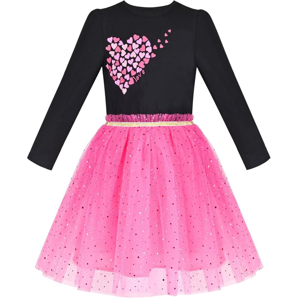 imageSunny Fashion Girls Dress Christmas Santa Hat Long Sleeve Party Dress Size 612Pink Heart