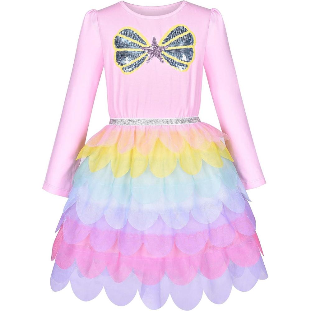 imageSunny Fashion Girls Dress Christmas Santa Hat Long Sleeve Party Dress Size 612Pink Shell