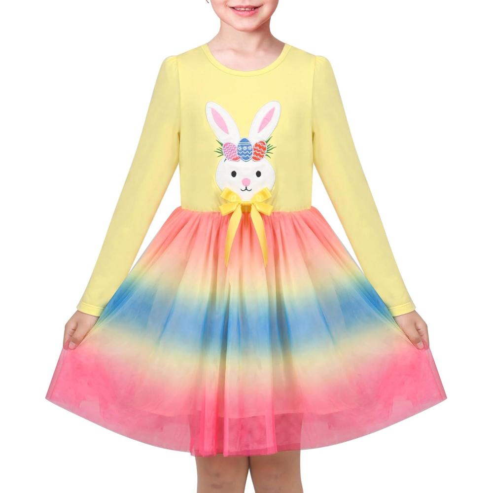 imageSunny Fashion Girls Dress Christmas Santa Hat Long Sleeve Party Dress Size 612Yello Bunny