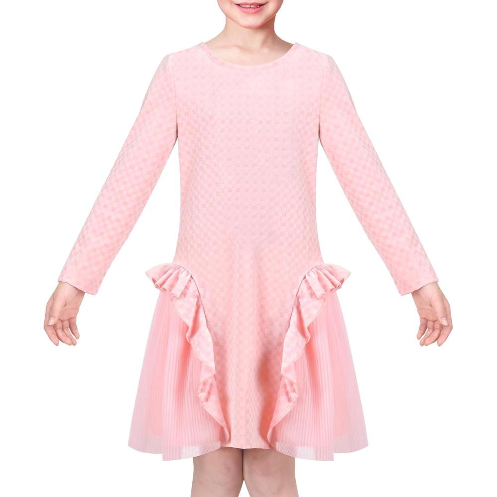 imageSunny Fashion Girls Dress Christmas Tree Xmas Stockings Holiday Size 410Salmon Pink