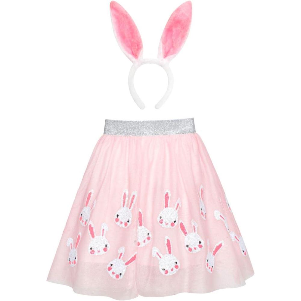imageSunny Fashion Girls Dress Easter Egg Hunter Bunny Skirt Rabbit Bunny HeadbandPink Bunny Set