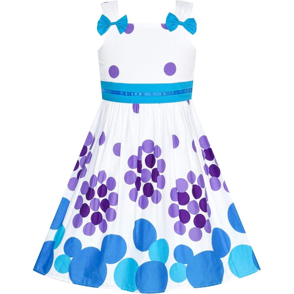 imageSunny Fashion Girls Dress Ladybug Polka Dot Bow TieBlue Polka Dot