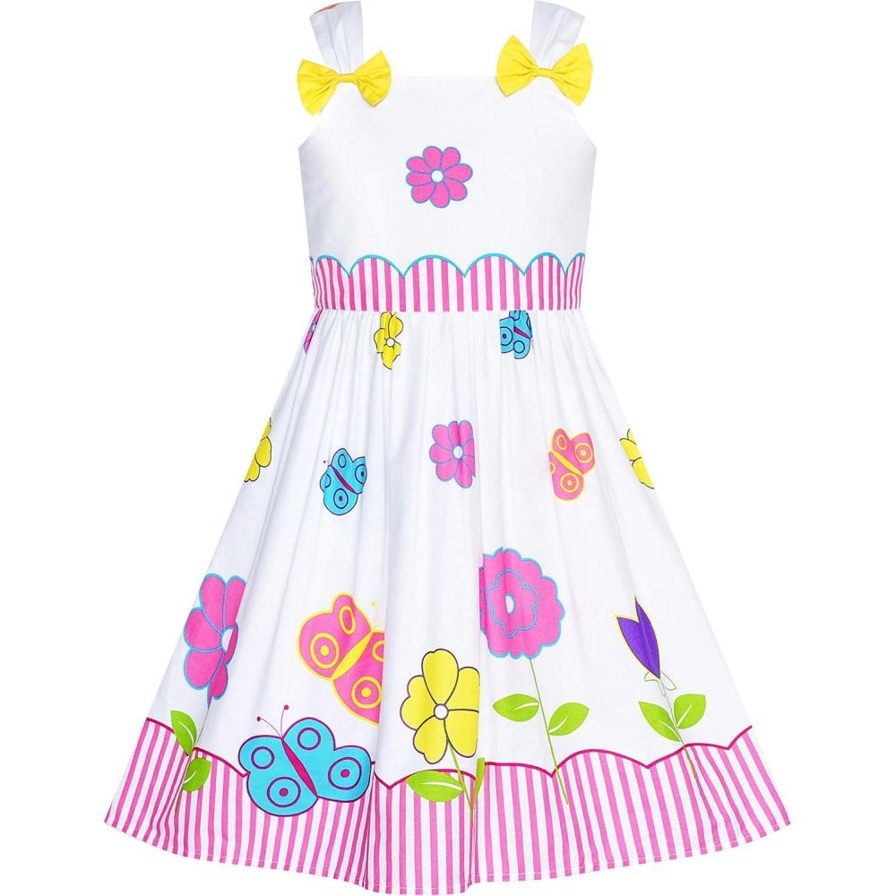 imageSunny Fashion Girls Dress Ladybug Polka Dot Bow TieColorful Flowers
