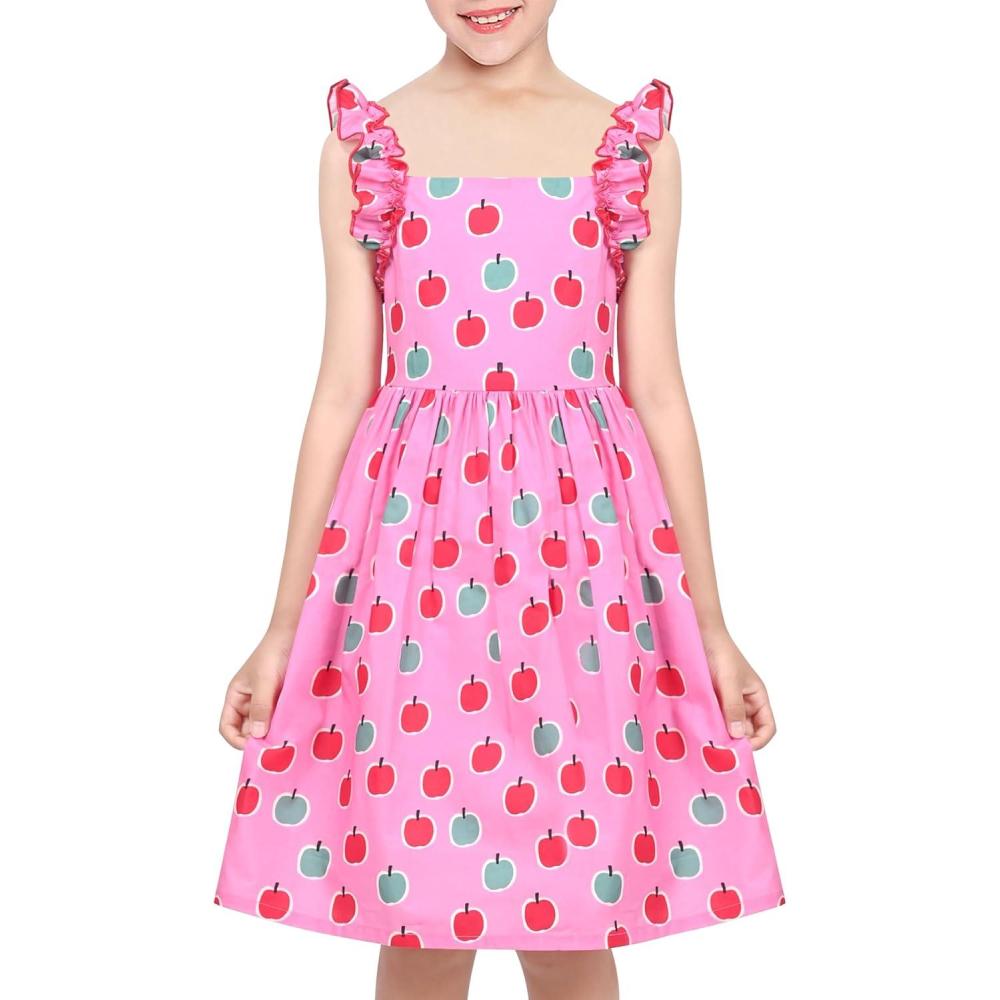 imageSunny Fashion Girls Dress Ladybug Polka Dot Bow TiePink Apple
