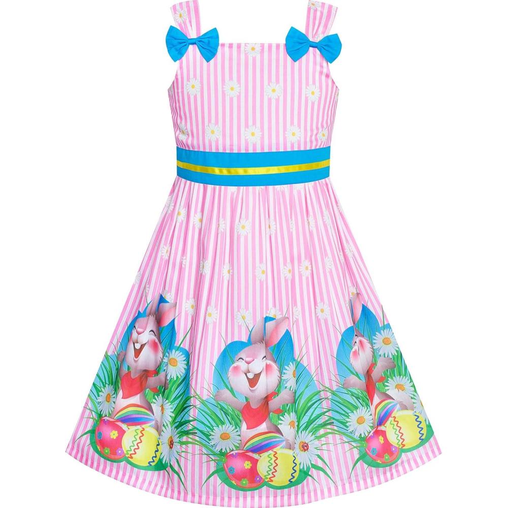imageSunny Fashion Girls Dress Ladybug Polka Dot Bow TiePink Bunny