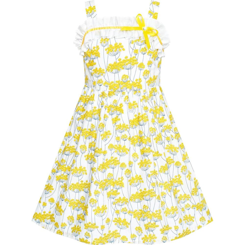 imageSunny Fashion Girls Dress Ladybug Polka Dot Bow TieYellow White