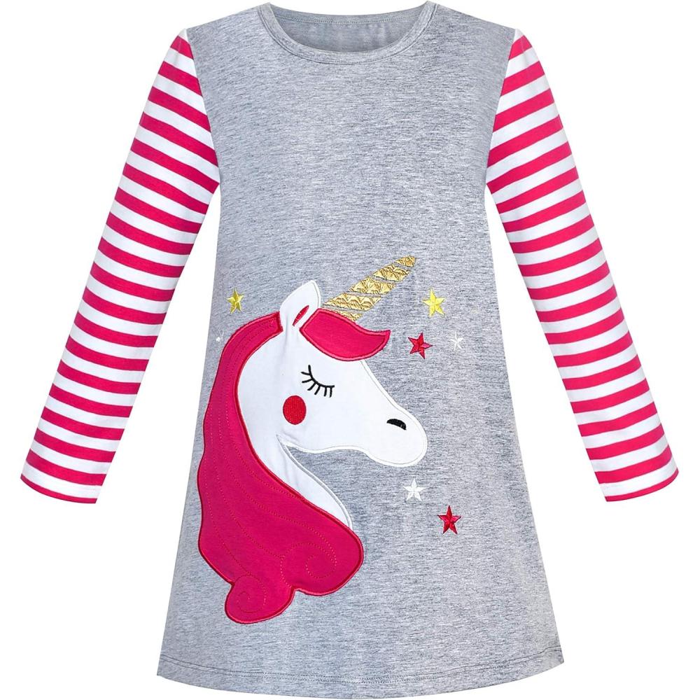 imageSunny Fashion Girls Dress Long Sleeve Christmas Reindeer Snow Holiday PartyGray