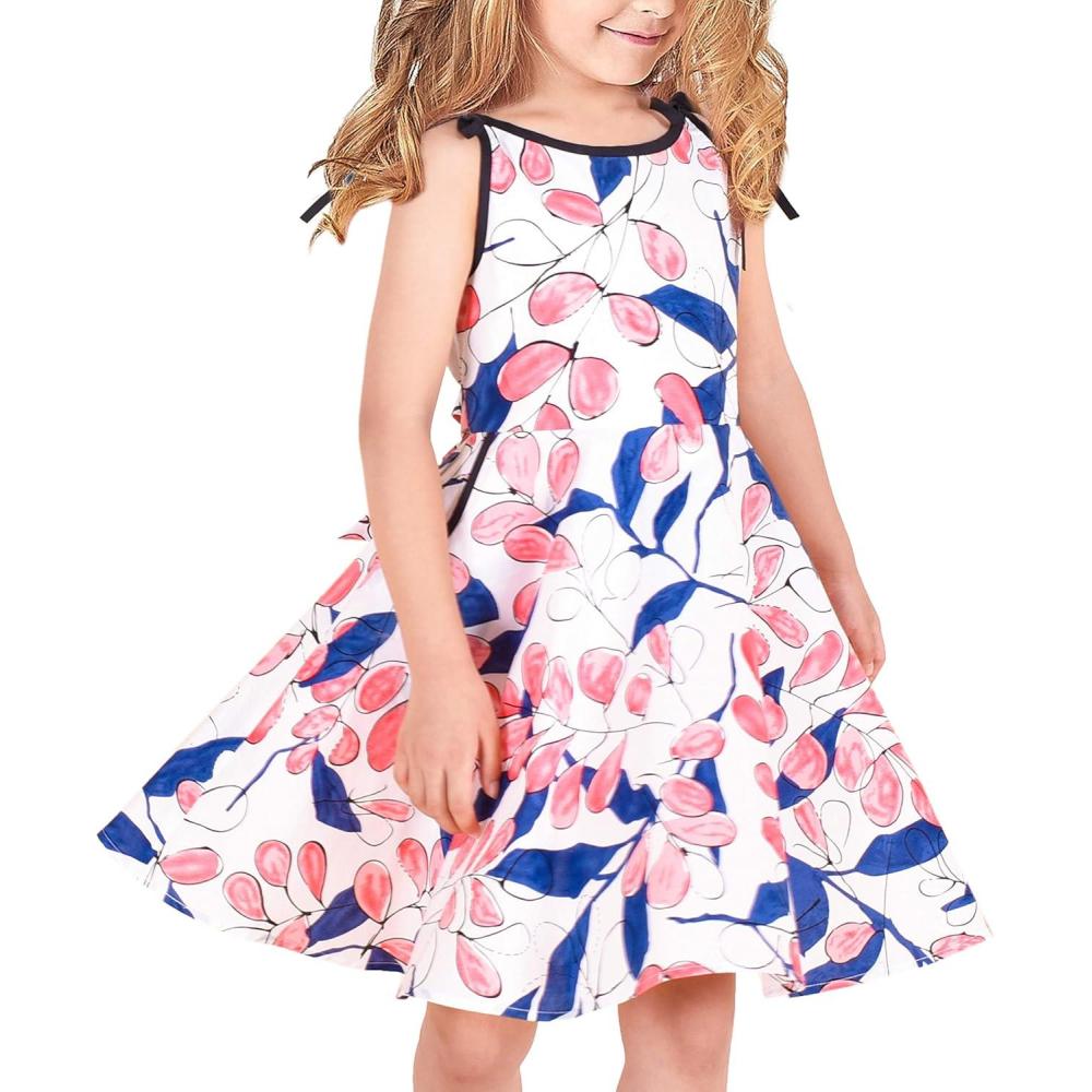 imageSunny Fashion Girls Dress Purple Flower Summer Casual Dress Lace Size 614Blue Leaves