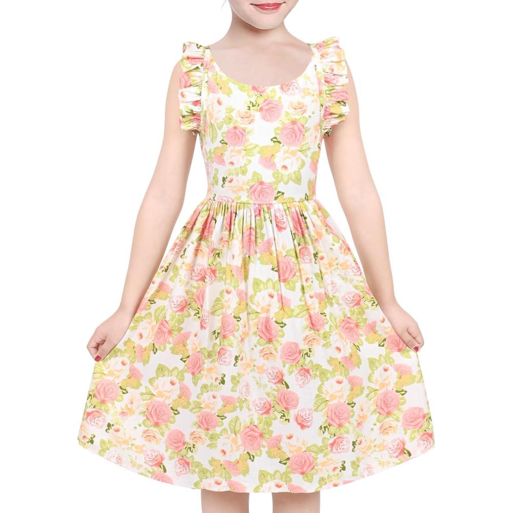 imageSunny Fashion Girls Dress Purple Flower Summer Casual Dress Lace Size 614Pink Flower