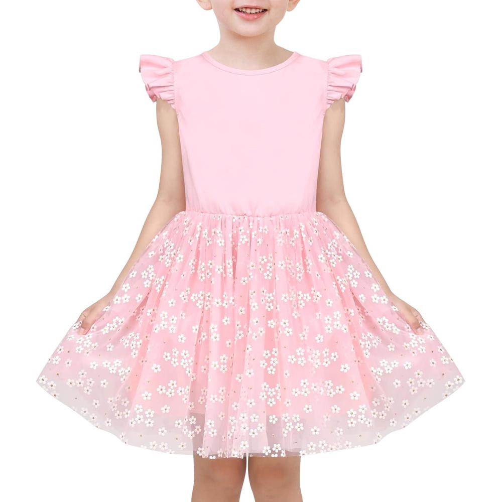 imageSunny Fashion Girls Dress Purple Short Sleeve Rainbow Tulle Skirt Birthday PartyPink Sequin