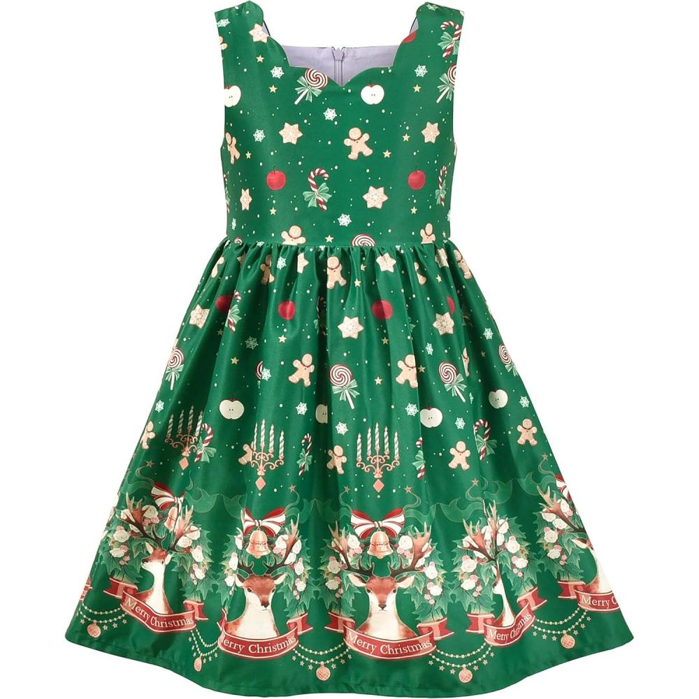imageSunny Fashion Girls Dress Purple Sunflower Green Leaves Butterfly Size 412Green Gingerbread Man
