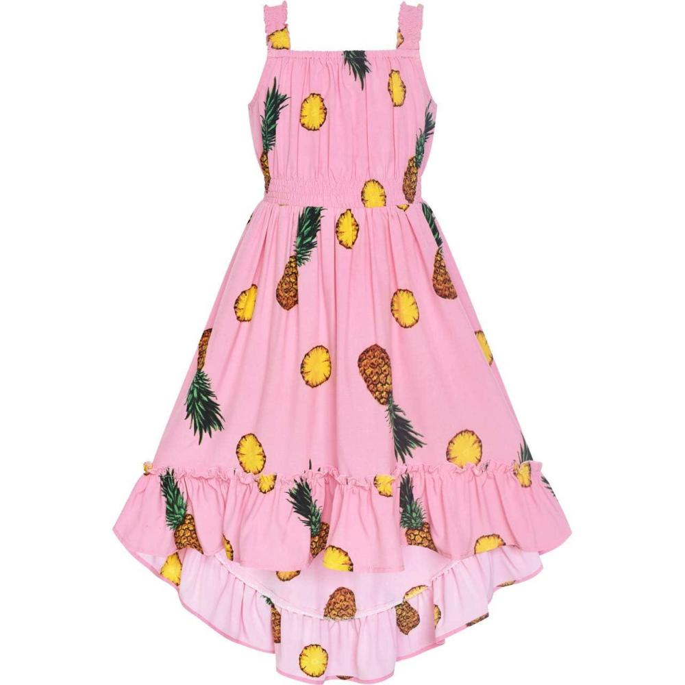 imageSunny Fashion Girls Dress Yellow Leaf Sleeveless Summer Party Size 612Pink