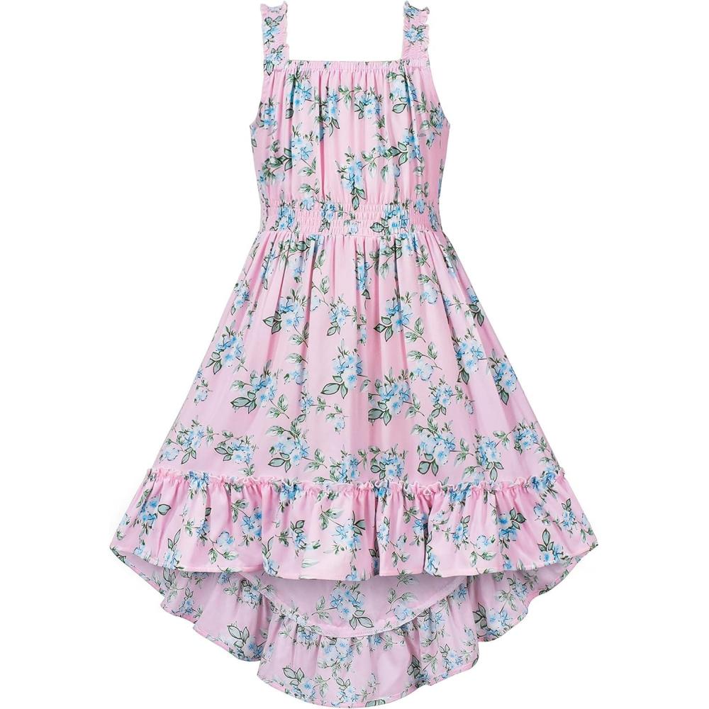 imageSunny Fashion Girls Dress Yellow Leaf Sleeveless Summer Party Size 612Pink Blue Flower