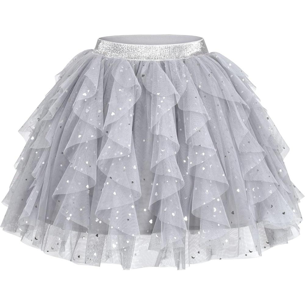 imageSunny Fashion Girls Skirt Navy Blue Pearl Stars Sparkling Tutu Dancing Size 412Gray