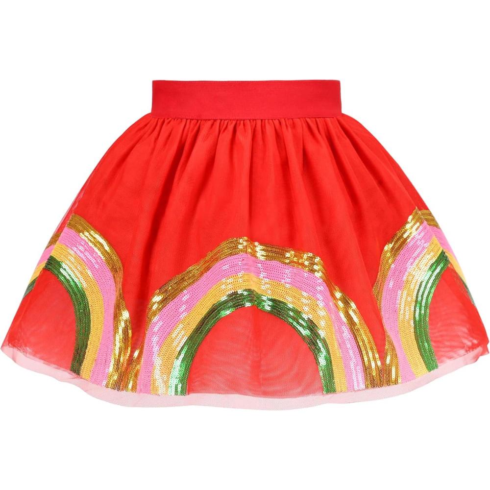 imageSunny Fashion Girls Skirt Navy Blue Pearl Stars Sparkling Tutu Dancing Size 412Red Rainbow