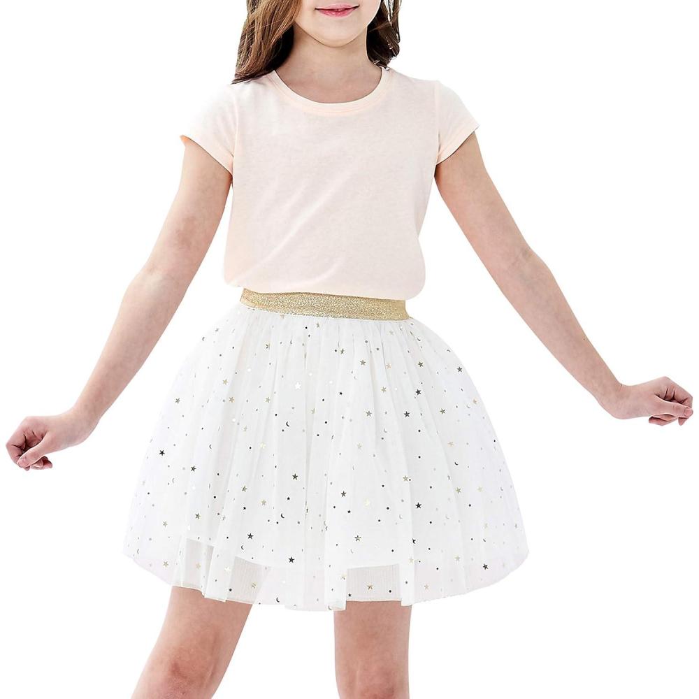 imageSunny Fashion Girls Skirt Navy Blue Pearl Stars Sparkling Tutu Dancing Size 412White