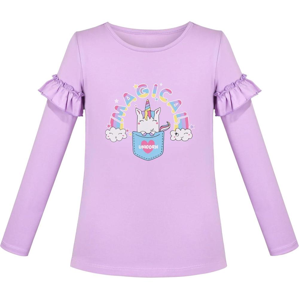 imageSunny Fashion Girls White Long Sleeve TShirt Top Rainbow Sequins Letter StarPurple