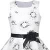 Sunny Fashion 3 Layers Girls Dress Sunflower Wave Pageant Bridesmaid Kids(Black Floral)