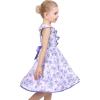 Sunny Fashion 3 Layers Girls Dress Sunflower Wave Pageant Bridesmaid Kids(Purple Ruffle Collar)